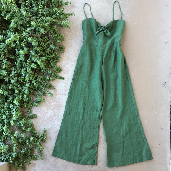 Faithfull the Brand Pants - Faithfull the Brand Revolve Green Linen Jumpsuit